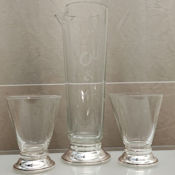 Dining Vintage Wallace 35 Midcentury Sterling Silver Crystal Bar